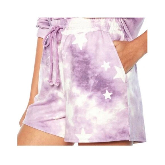 Wildfox Purple Tie-Dye Star Print Drawstring Lounge Short Large - Picture 6 of 6